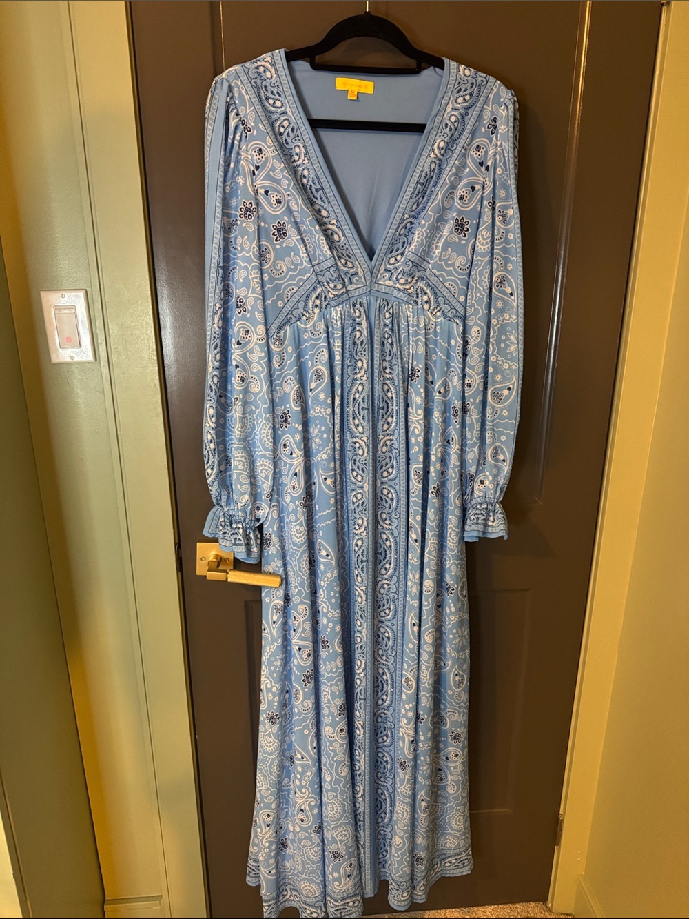Flying Tomato Light Blue Paisley V-Neck Maxi Dress